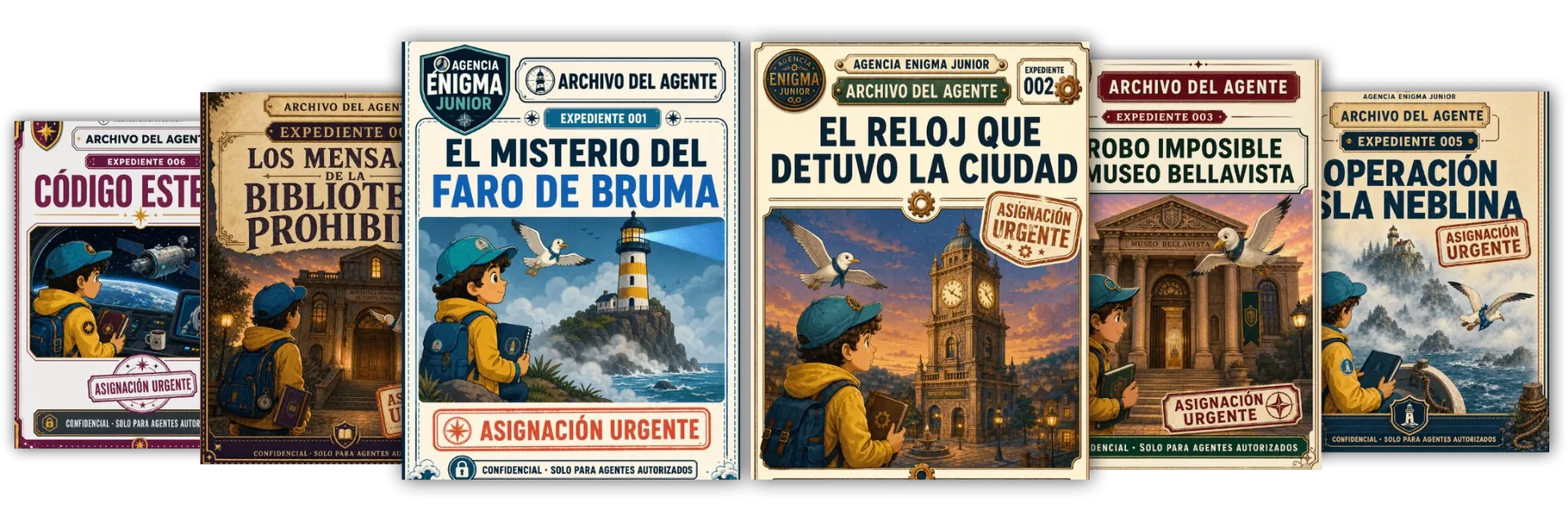 Las 6 portadas de las aventuras imprimibles