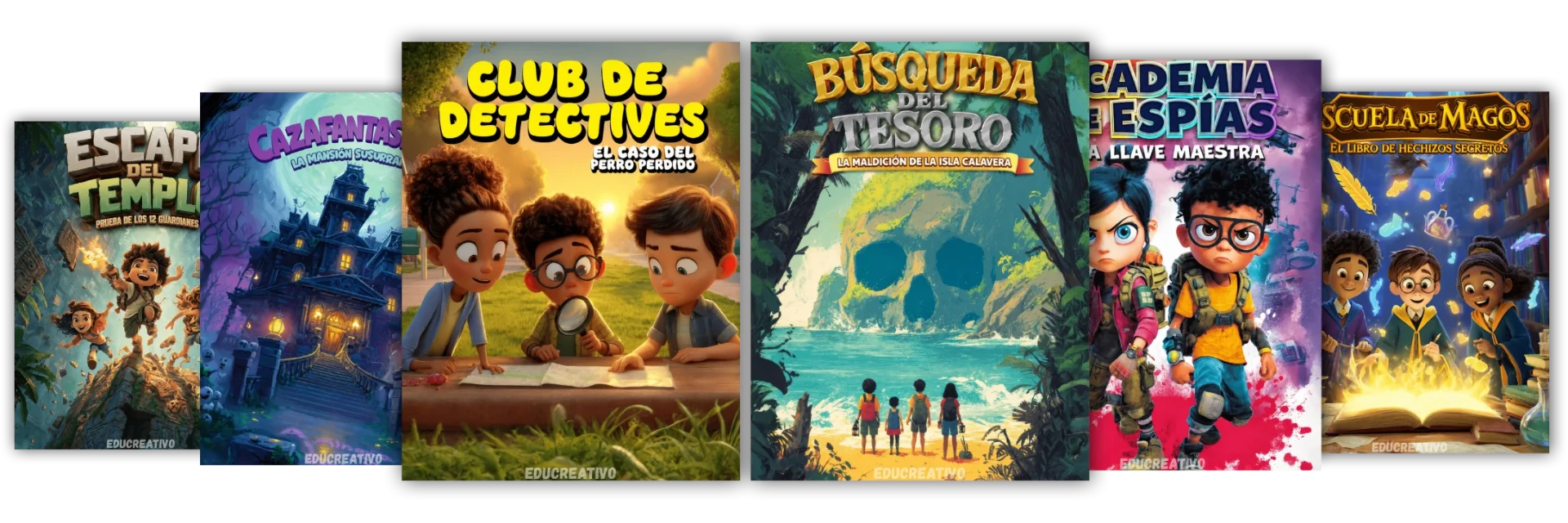 Las 6 portadas de las aventuras imprimibles